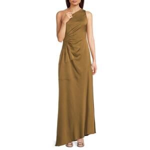 A.L.C. Paige One Shoulder Maxi Dress Aged Bronze Asymmetric Hem NWT 6